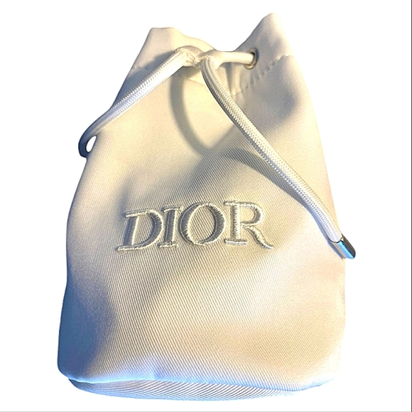DIOR WHITE CANVAS POUCH W SILVER GROMMETS  BRAND NEW W LRG DIOR ENVELOPE - Picture 11 of 14